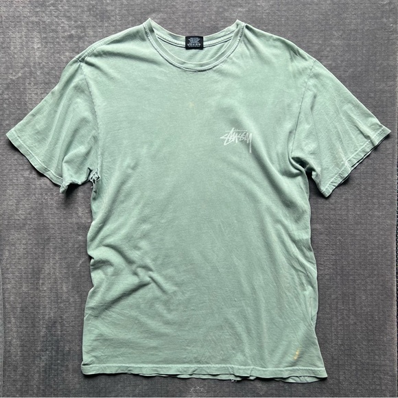 Vintage 90's Stussy T Shirt Sz M 8 Ball Distressed Destroyed Bleached Green OG - Picture 13 of 14